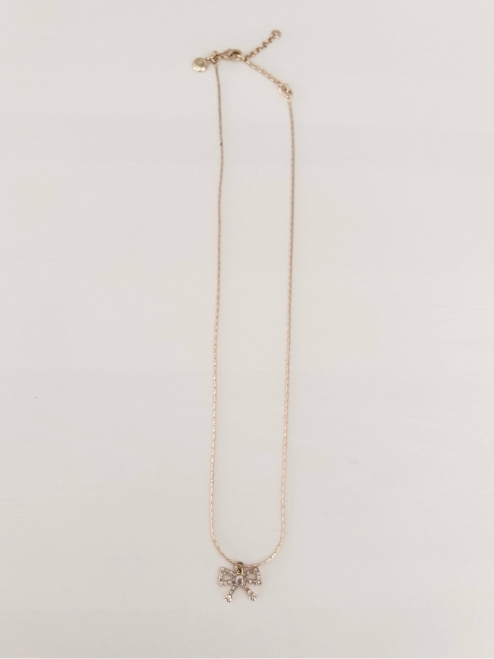 J CREW Crystal/ Gold Bow Necklace 18” NWOT